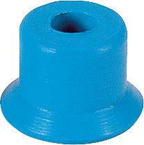 Une pièce en plastique bleue de forme cylindrique avec une ouverture centrale.