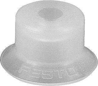 Petite ventouse transparente en plastique portant l'inscription 'Festo', utilisée pour les préhenseurs à vide dans les systèmes automatisés.