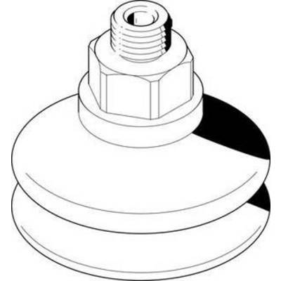 Dessin technique d'un composant de préhenseur à ventouse avec raccordement fileté en haut, montrant la forme et la structure de la pièce.