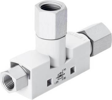 Un té blanc en métal à trois raccords et avec un symbole de vanne sur le côté, utilisé pour les connexions de tuyauterie industrielle.