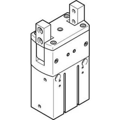 Dessin technique d'un composant mécanique avec un boîtier rectangulaire et des supports fixés, probablement destiné à des applications industrielles.