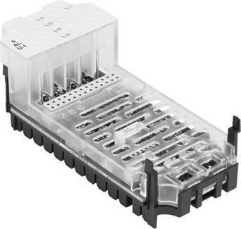 Connexion transparente avec raccordement électrique multipolaire, adaptée aux systèmes de commutation modulaires pour applications industrielles.
