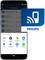 Écran de smartphone affichant l'application de dictaphone Philips. Liste d'enregistrements audio tels que 'Musique' et 'Conférence'. Options de partage disponibles.