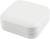Une boîte blanche carrée avec des coins arrondis et un couvercle amovible.