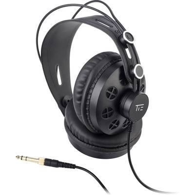 Casque audio noir circumauriculaire avec coussinets d'oreille rembourrés et connexion filaire, adapté pour un équipement audio professionnel.