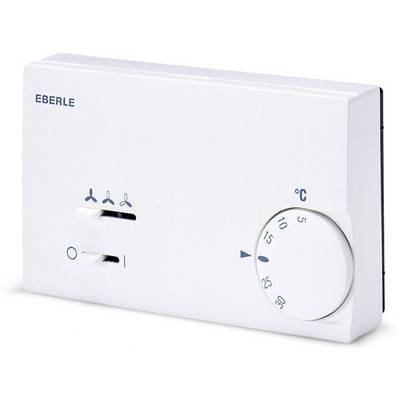 Thermostat avec curseur pour la vitesse du ventilateur et bouton rotatif pour régler la température de 5 à 30 degrés Celsius.