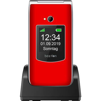 BEA FON SL595_EU001RS Téléphone portable à clapet rouge, argent-0