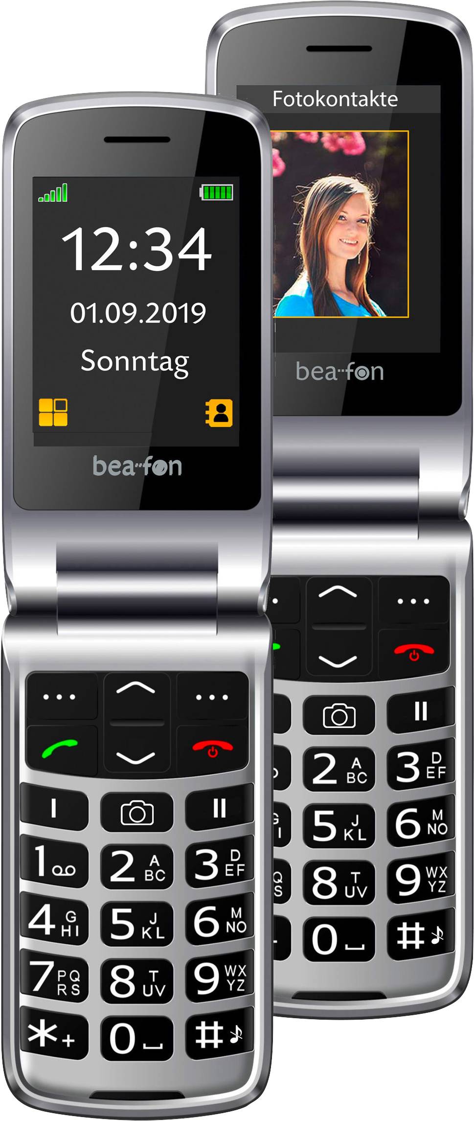 BEA FON SL595_EU001RS Téléphone portable à clapet rouge, argent-2