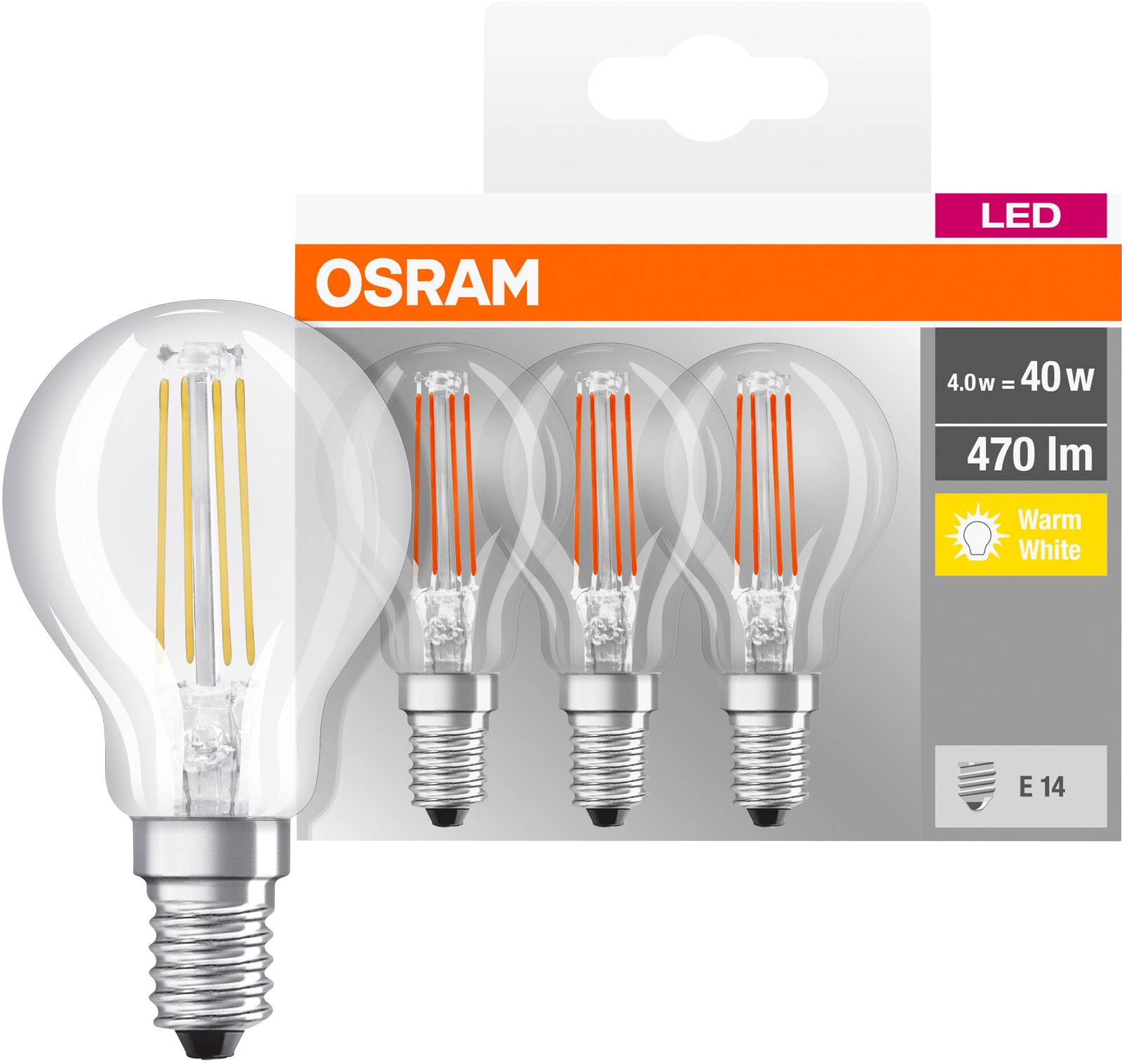 OSRAM 4058075819337 LED CEE E (A - G) E14 forme de goutte 4 W = 40 W blanc chaud (Ø x H) 45.0 mm x 77.0 mm non dimmable -1