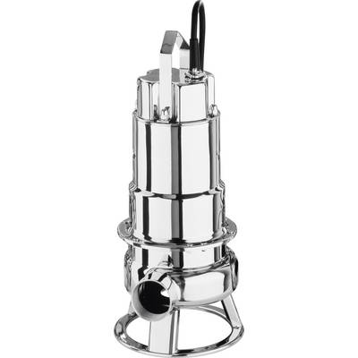Une pompe cylindrique en acier inoxydable brillante avec une poignée au sommet et un cordon d'alimentation noir s'étendant depuis le haut.
