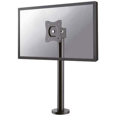 Support de moniteur avec un écran monté sur un socle vertical. Le socle présente un design noir et élégant.