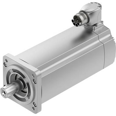 Un servomoteur argenté à boîtier cylindrique et connecteur en partie supérieure, conçu pour le contrôle précis de mouvements mécaniques.