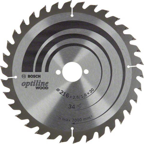 Bosch Accessories Optiline 2608838409 Lame de scie circulaire 216 x 30 x 1.6 mm Nombre de dents: 34 1 pc(s)