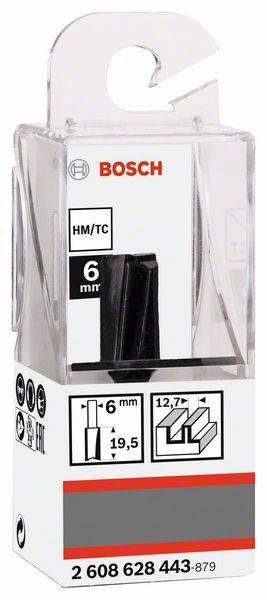 Emballage de foret Bosch, 6 mm, montrant des images du produit et des détails techniques.