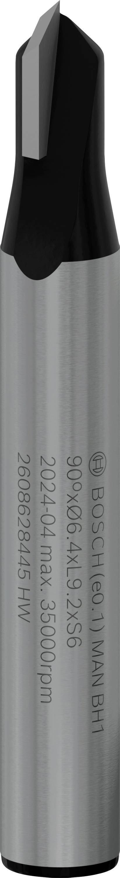 Un fraiseur gris avec un embout noir. Sur la tige est inscrit 'D40 x 90° max. 53 000 tr/min'.