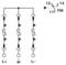 'Symbole de commutation de transistors en représentation verticale. À gauche, étiquetage avec L+, au centre trois rangées de circuits de transistors, à droite FM avec connexions 12, 11, 14.'