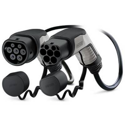 Deux vues de prises de recharge pour véhicules électriques côte à côte, avec des capuchons amovibles, montrent différentes configurations de connexion.