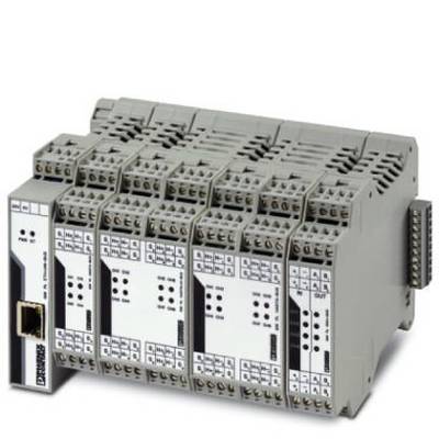 Module d'électronique industrielle avec plusieurs emplacements et connexions, adapté aux systèmes de commande et d'automatisation.