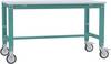 Manuflex AU7301.5021 Table DE travail UNIVERSAL Spezial mobile avec plaque en mélamine, L x P x H = 1000 x 600 x 752-972 mm bleu d'eau