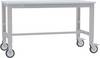 Manuflex AU7301.9006 Table DE travail UNIVERSAL Spezial mobile avec plaque en mélamine, L x P x H = 1000 x 600 x 752-972 mm aluminium argenté