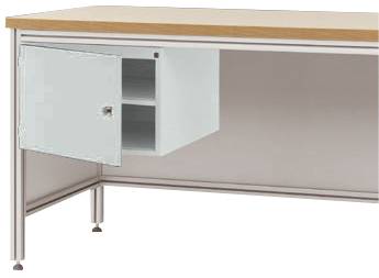 Manuflex ZB4723.7035 Sous-châssis pour table de travail ALU, hauteur utile 300 mm avec butée de porte à gauche, pour pro