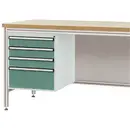 Manuflex ZB4822.0001 Sous-châssis pour table de travail ALU, hauteur utile 500 mm avec 4 tiroirs, pour profondeur de tab