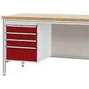 Manuflex ZB4822.3003 Sous-châssis pour table de travail ALU, hauteur utile 500 mm avec 4 tiroirs, pour profondeur de tab