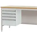 Manuflex ZB4825.7035 Boîtier pour table de travail ALU, hauteur utile 500 mm avec 4 tiroirs, pour profondeur de table 60