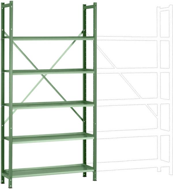 Rayonnage à tablettes - Module de base Manuflex RA3151.6011  (l x H x P) 1250 x 2500 x 700 mm    acier