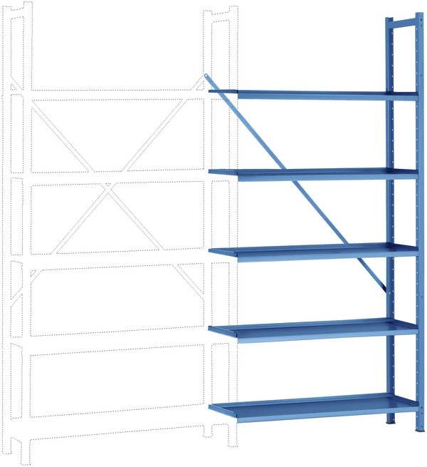 Rayonnage à tablettes - Module d'extension Manuflex RA3152.5012  (l x H x P) 1280 x 2500 x 1000 mm    acier