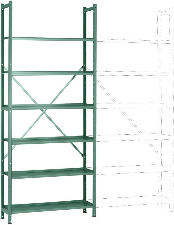 Rayonnage à tablettes - Module de base Manuflex RA3161.0001  (l x H x P) 1280 x 3000 x 500 mm    acier