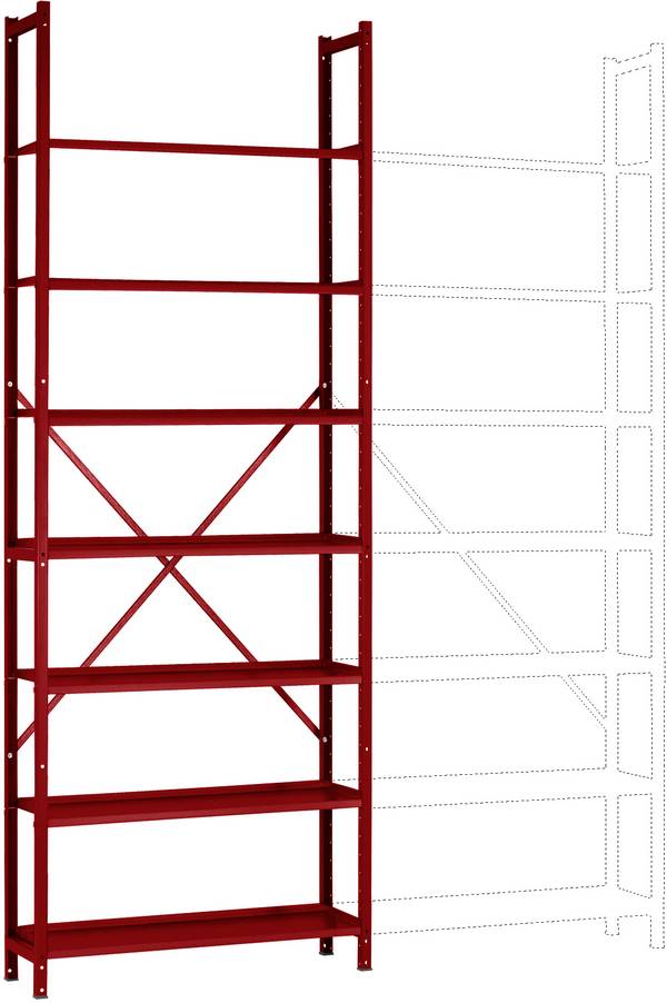Rayonnage à tablettes - Module de base Manuflex RA3171.3003  (l x H x P) 1250 x 3000 x 700 mm    acier