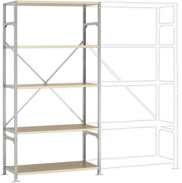 Rayonnage à tablettes - Module de base Manuflex RB1109  (l x H x P) 1030 x 2000 x 800 mm    bois