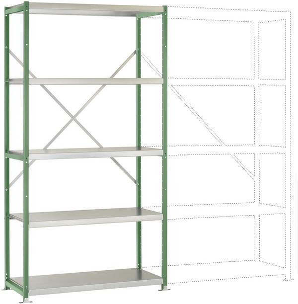 Rayonnage à tablettes - Module de base Manuflex RP1022.6011  (l x H x P) 1030 x 2000 x 400 mm    acier