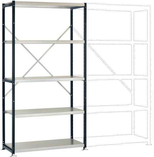 Rayonnage à tablettes - Module de base Manuflex RP1022.7016  (l x H x P) 1030 x 2000 x 400 mm    acier