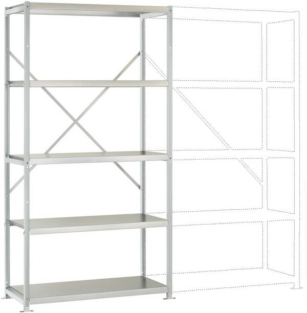 Rayonnage à tablettes - Module de base Manuflex RP1022.7035  (l x H x P) 1030 x 2000 x 400 mm    acier