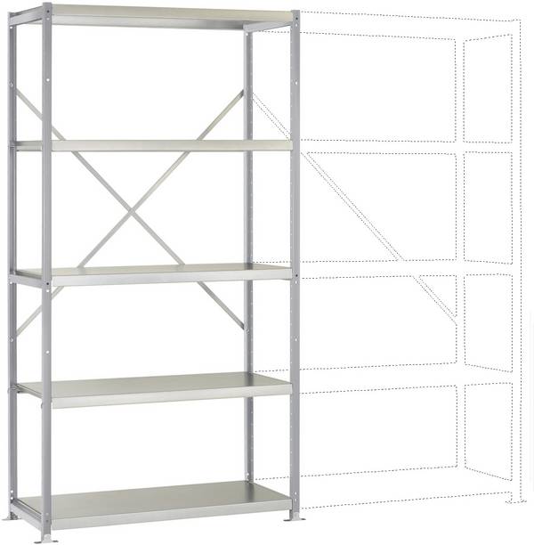 Rayonnage à tablettes - Module de base Manuflex RP1022.9006  (l x H x P) 1030 x 2000 x 400 mm    acier