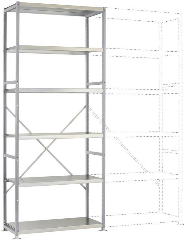 Rayonnage à tablettes - Module de base Manuflex RP1324.9006  (l x H x P) 1030 x 2500 x 600 mm    acier