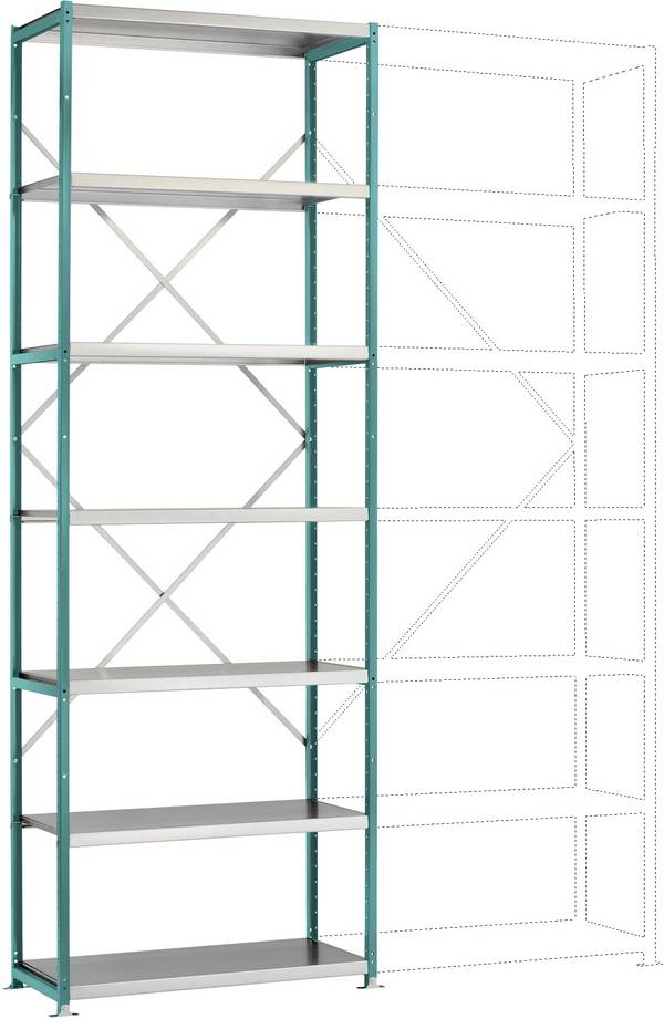 Rayonnage à tablettes - Module de base Manuflex RP1617.5021  (l x H x P) 1030 x 3000 x 300 mm    acier