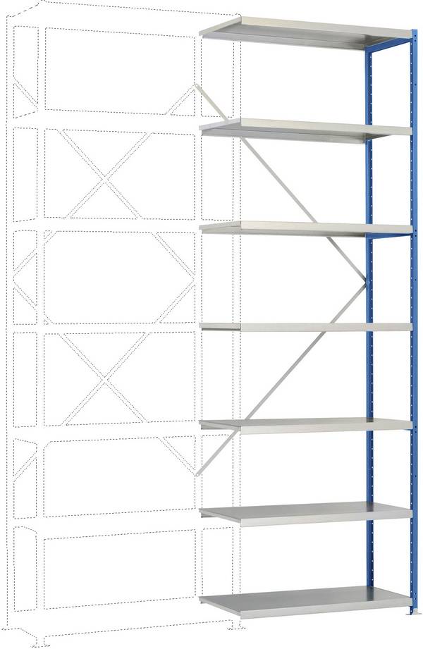 Rayonnage à tablettes - Module d'extension Manuflex RP1717.5012  (l x H x P) 1000 x 3000 x 300 mm    acier
