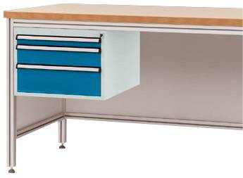 Manuflex ZB4672.0002 Sous-châssis pour table de travail ALU, hauteur utile 300 mm avec 3 tiroirs, pour profondeur de tab