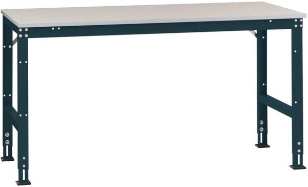 Manuflex AU4109.7016  Table de travail Universal Standard avec plaque décorative en PVC, L x P x H = 1750 x 1200 x 760-870 mm  anthracite