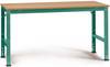 Manuflex AU4105.0001 Table de travail Universal Standard avec platine multiplexe, L x P x H = 1750 x 1200 x 760-870 mm gris, vert