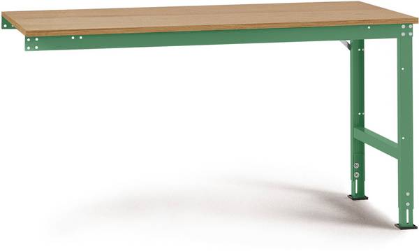 Manuflex AU6035.6011  Table de travail Universal Standard avec plaque multiplexée, L x P x H = 1250 x 800 x 760-870 mm  vert réséda (RAL 6011)