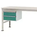 Manuflex ZB4513.0001 Châssis fixe, hauteur utile 300 mm avec 2 tiroirs. Pour profondeur de table 1000 mm