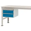 Manuflex ZB4516.5007 Châssis Mobil, hauteur utile 300 mm avec 2 tiroirs. Pour profondeur de table 1000 mm