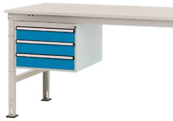 Manuflex ZB4614.5012 Châssis fixe, hauteur utile 300 mm avec 3 tiroirs. Pour une profondeur de table de 1200 mm