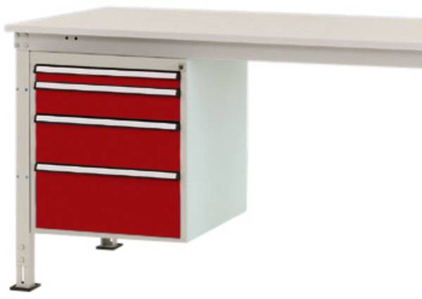 Manuflex ZB4764.3003  Châssis fixe, hauteur utile 500 mm avec 4 tiroirs. Pour une profondeur de table de 1200 mm