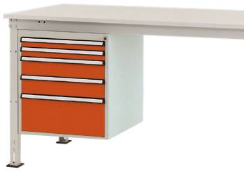 Manuflex ZB4863.2001 Châssis fixe, hauteur utile 500 mm avec 5 tiroirs. Pour profondeur de table 1000 mm