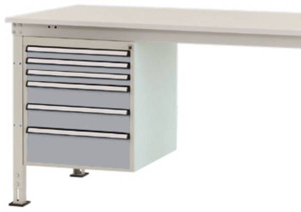 Manuflex ZB4914.9006  Châssis fixe, hauteur utile 500 mm avec 6 tiroirs. Pour une profondeur de table de 1200 mm